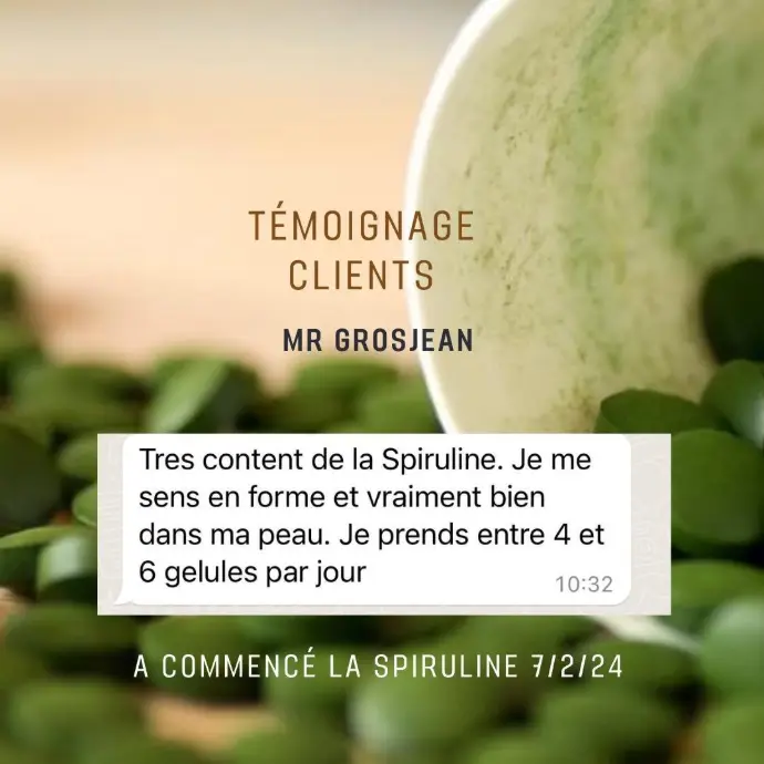 Découvrez les bienfaits de la spiruline pour retrouver une vitalité naturelle, une meilleure énergie au quotidien, boostez votre immunité et comblez 86% de vos carences.